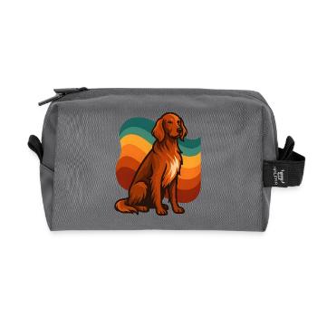 Irischer roter Setter-Hund in Retro-Wave-Palette - Recycelte Kulturtasche - Anthrazit - Vorne
