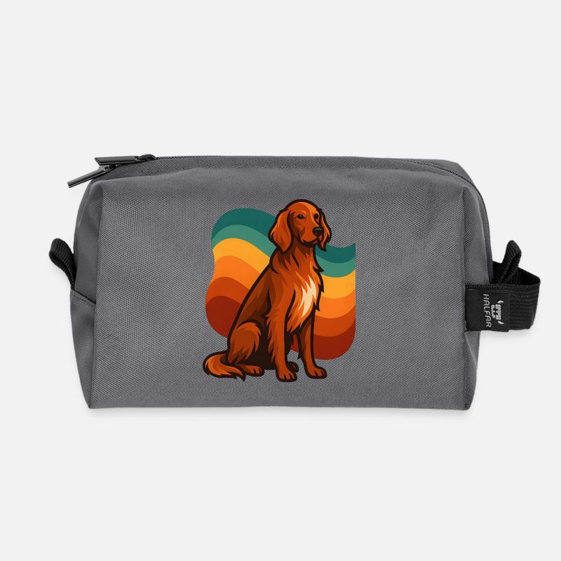 Irischer roter Setter-Hund in Retro-Wave-Palette - Recycelte Kulturtasche - Anthrazit