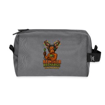 Reindeer Recharge – Renne de Noël amusant - Trousse de toilette en tissu recyclé - anthracite - Devant