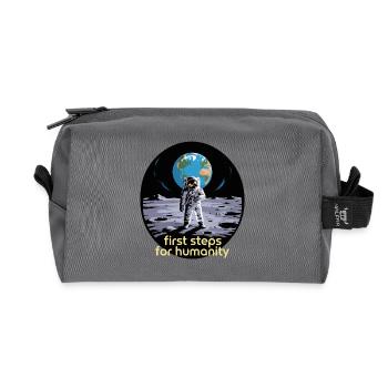 First Steps for Humanity Astronaut Moon - Recycled Toiletry Zip Bag - anthracite - Front