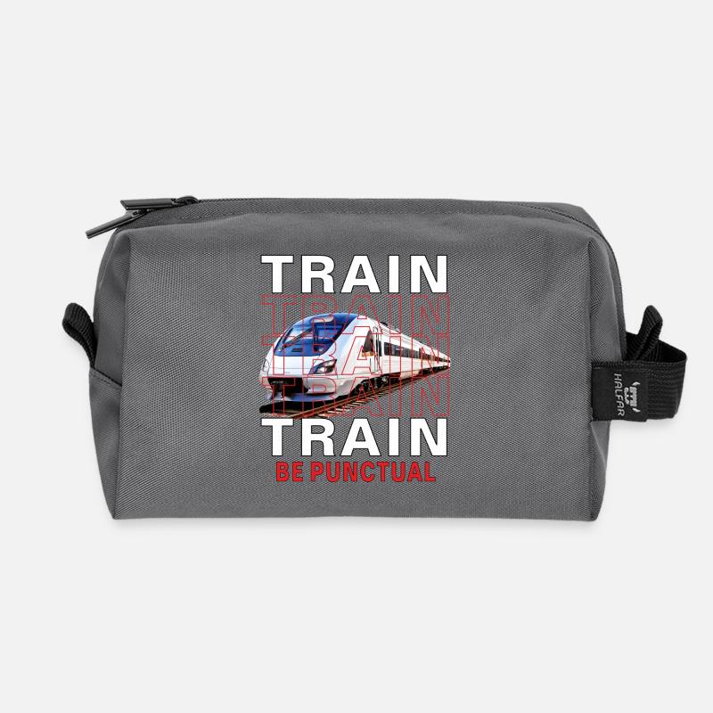 ZUG TRAIN BE PUNCTUAL - Recycelte Kulturtasche - Anthrazit