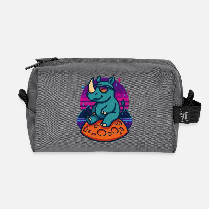 Cosmic Rhino Retro - Recycled Toiletry Zip Bag - anthracite