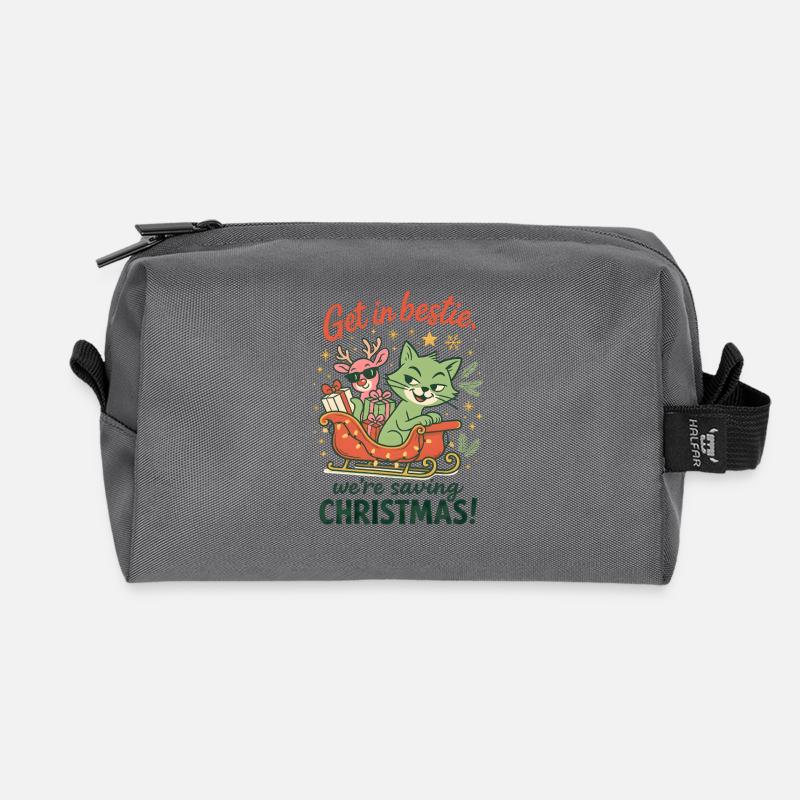 Get In Bestie We’re Saving Christmas Cat - Recycelte Kulturtasche - Anthrazit