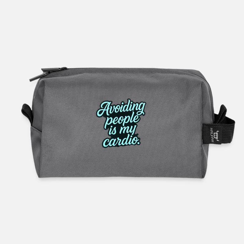 Avoiding people is my cardio. – Introvert Tattoo S - Recycelte Kulturtasche - Anthrazit