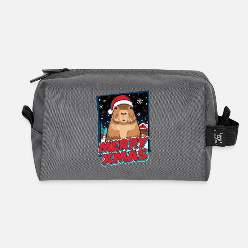 Capybara mit Santa Hut Weihnachten - Recycelte Kulturtasche - Anthrazit