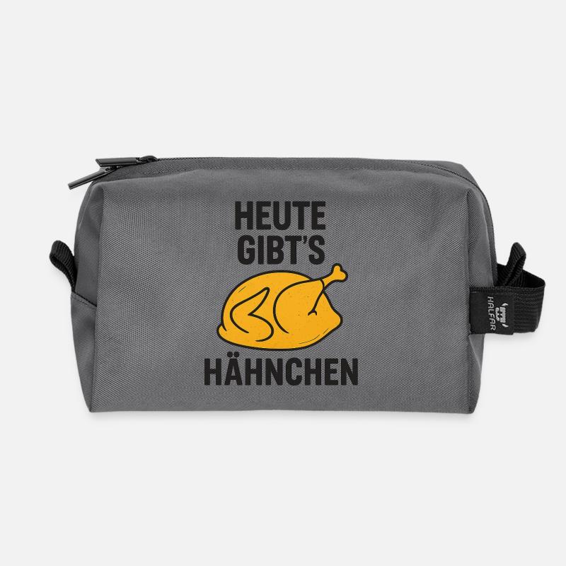 Heute_gibts_Hähnchen - Recycelte Kulturtasche - Anthrazit