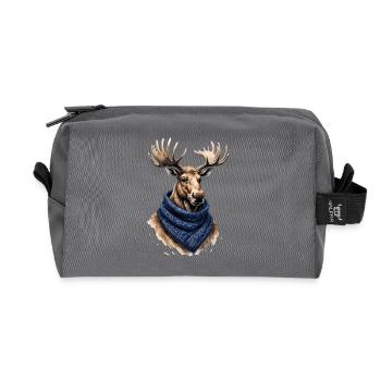 Elch mit blauem Schal - Recycelte Kulturtasche - Anthrazit - Vorne