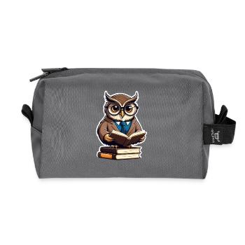 Owl Academy in a suit - Recycled Toiletry Zip Bag - anthracite - Front