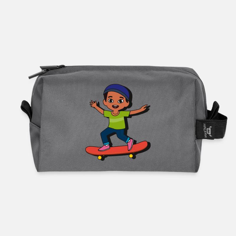 Cartoon Skateboard Kid - Recycelte Kulturtasche - Anthrazit
