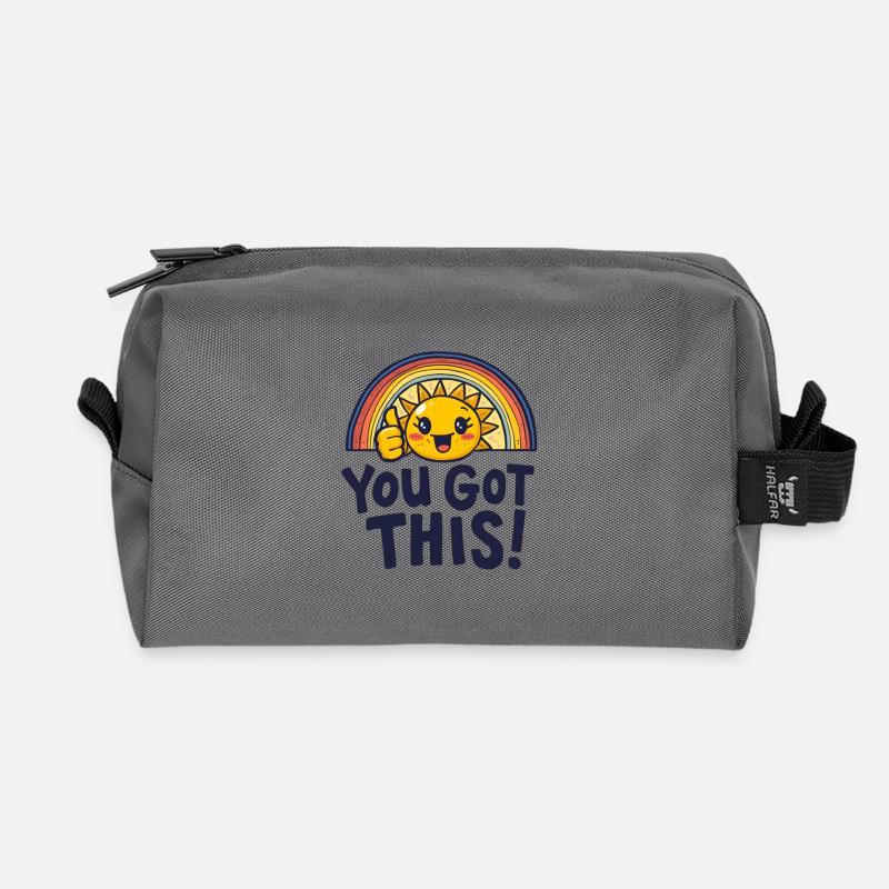 Sunshine Boost, du schaffst das. - Recycelte Kulturtasche - Anthrazit