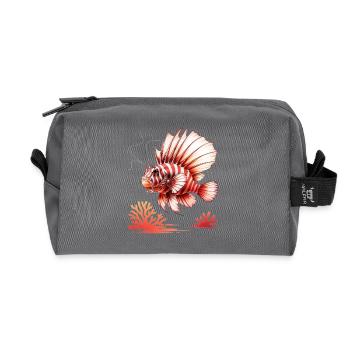 Red Striped Fish in the Coral Sea - Recycled Toiletry Zip Bag - anthracite - Front