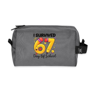 J’ai survécu 67 jours d’école six sept jours - Trousse de toilette en tissu recyclé - anthracite - Devant