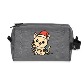 Cuddly Kitten Fairy Lights - Recycled Toiletry Zip Bag - anthracite - Front