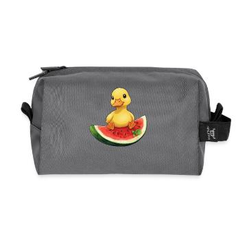 Relaxed summer design with watermelon fruit - Recycled Toiletry Zip Bag - anthracite - Front