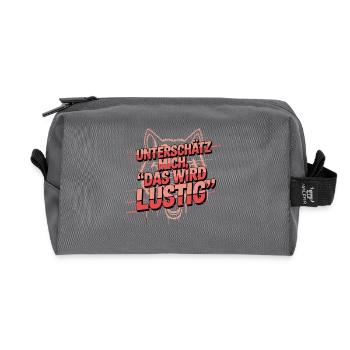 underestimate me this will be funny wolf saying - Recycled Toiletry Zip Bag - anthracite - Front