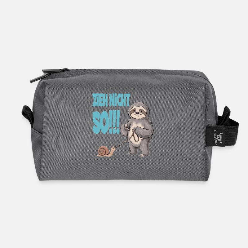 Don't pull so sloth with snail funnier - Recycled Toiletry Zip Bag - anthracite