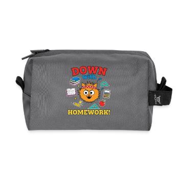 Down with Homework Rebellische Schulkatze Schüler - Recycelte Kulturtasche - Anthrazit - Vorne