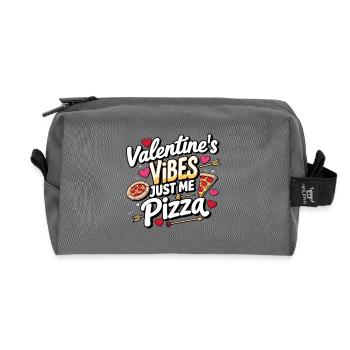 Valentins Vibes Pizza Liebe - Recycelte Kulturtasche - Anthrazit - Vorne