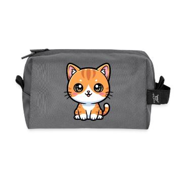 Chat Tigré Orange - Trousse de toilette en tissu recyclé - anthracite - Devant
