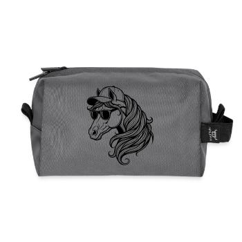 Cool Horse – Pferdekopf mit Cap und Sonnenbrille - Recycelte Kulturtasche - Anthrazit - Vorne