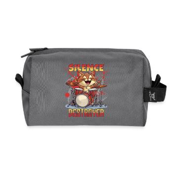 Schlagzeug Drums Silence Destroyer Katze Lustig - Recycelte Kulturtasche - Anthrazit - Vorne