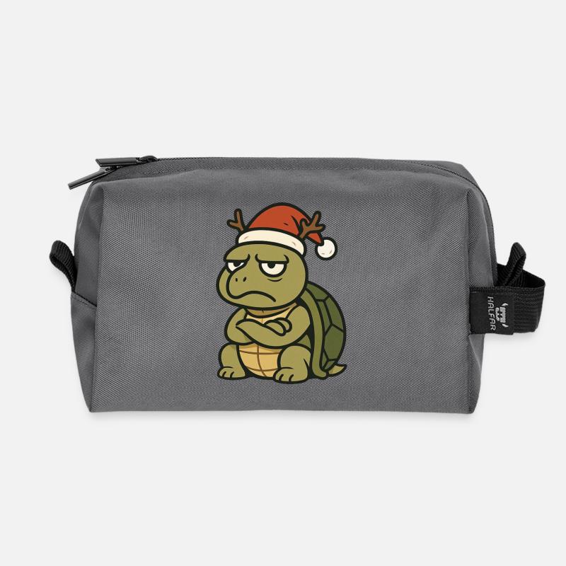 Grim Christmas Turtle - Recycled Toiletry Zip Bag - anthracite
