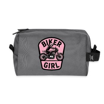 Biker Girl Motorcycle Bikerin - Recycelte Kulturtasche - Anthrazit - Vorne