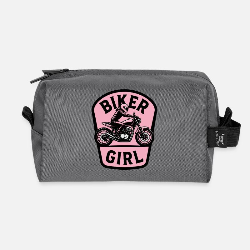 Biker Girl Motorcycle Bikerin - Recycelte Kulturtasche - Anthrazit