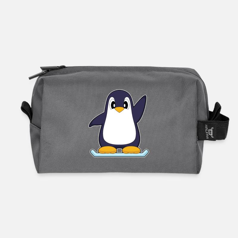 Pinguin Snowboarder Snowboard Wintersport - Recycelte Kulturtasche - Anthrazit