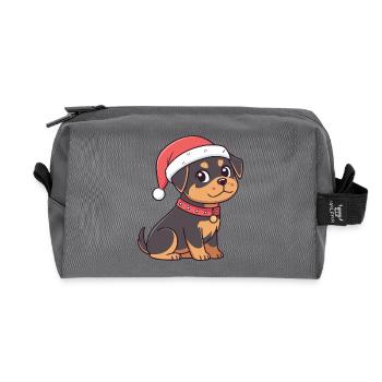 Welpen-Weihnachtszeichentrick - Recycelte Kulturtasche - Anthrazit - Vorne