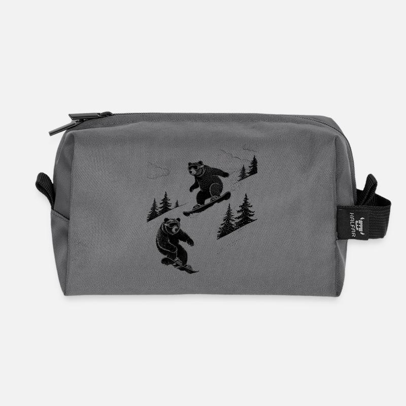 Bären Snowboarding - Recycelte Kulturtasche - Anthrazit