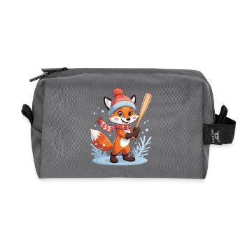 Winterfuchs Illustration mit Mütze und Schal - Recycelte Kulturtasche - Anthrazit - Vorne