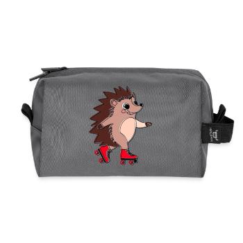 Hedgehog on rollerblades - Niglo on rollerblades - Recycled Toiletry Zip Bag - anthracite - Front