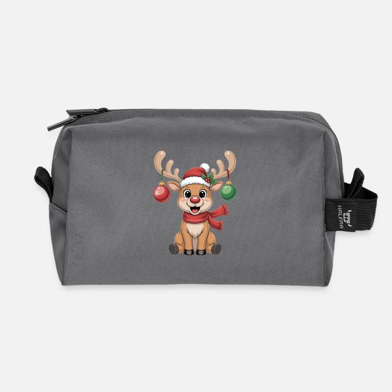 Rentier Weihnachten - Recycelte Kulturtasche - Anthrazit