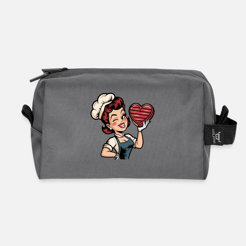  Retro Bäckerin Mit Herz Liebevolle Köchin - Recycelte Kulturtasche - Anthrazit