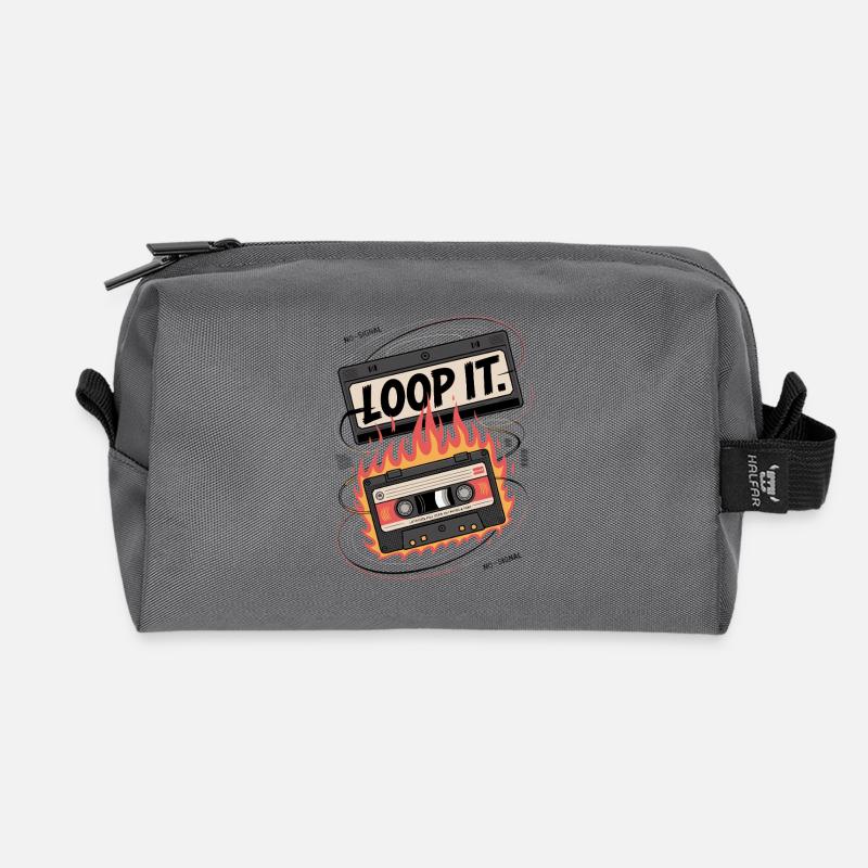 Retro Kassette mit "Loop It" Flammen-Design - Recycelte Kulturtasche - Anthrazit