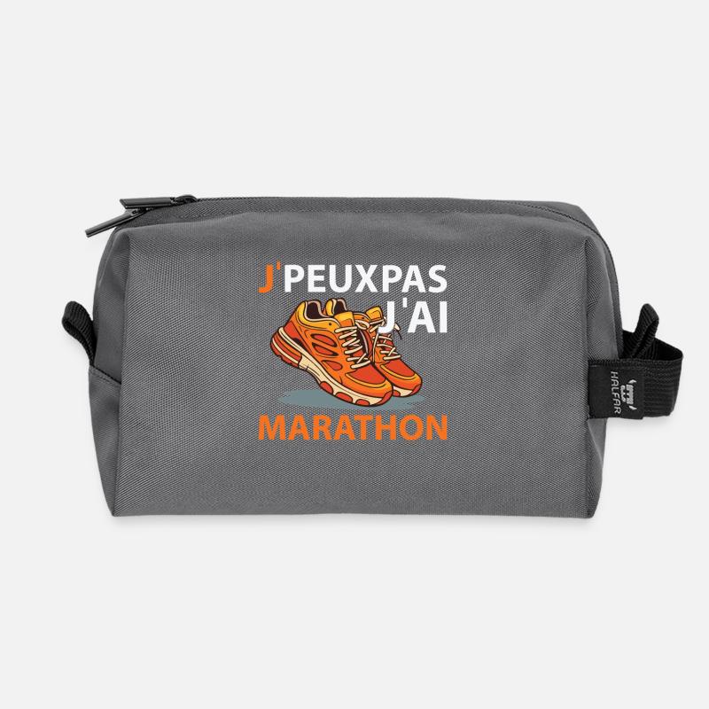 Ich kann nicht, ich Marathon - Recycelte Kulturtasche - Anthrazit