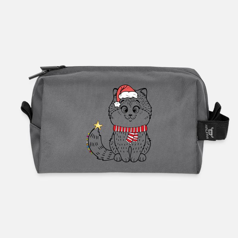 Weihnachten Katze - Recycelte Kulturtasche - Anthrazit