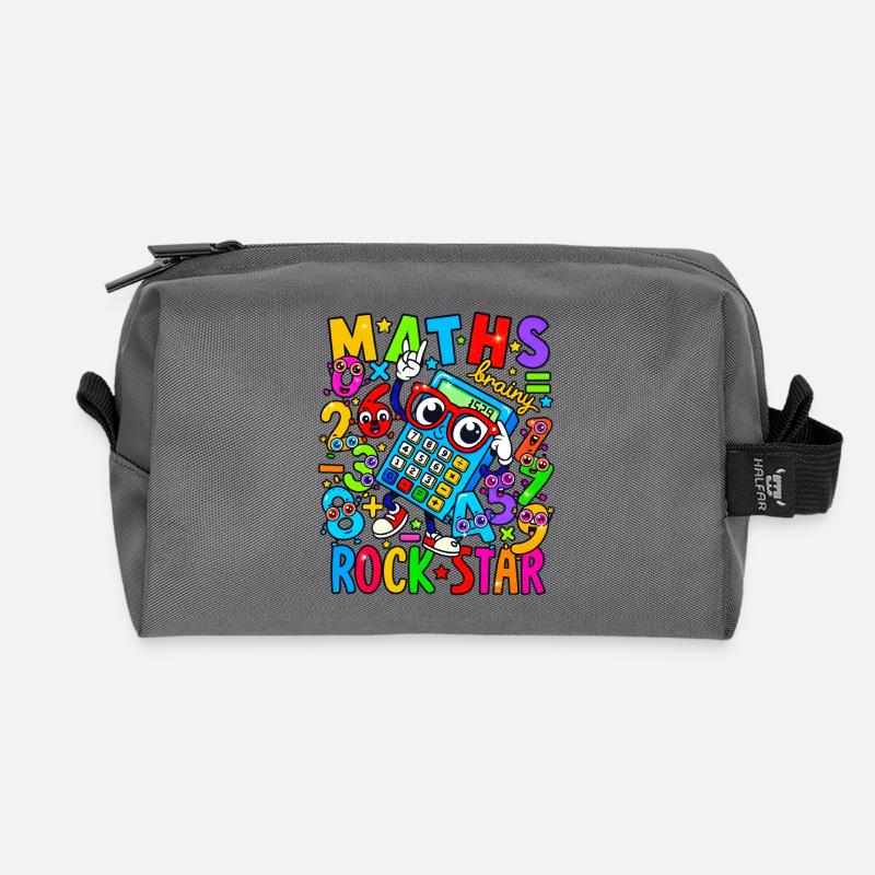 Math Rock Star Calculator Neon - Recycled Toiletry Zip Bag - anthracite