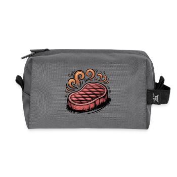 Gegrilltes Steak Illustration - Recycelte Kulturtasche - Anthrazit - Vorne