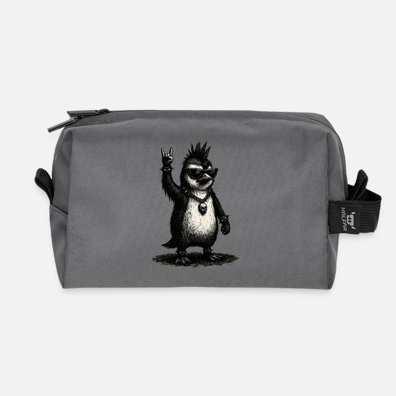 Punk Rock Pinguin Mit Sonnenbrille - Recycelte Kulturtasche - Anthrazit