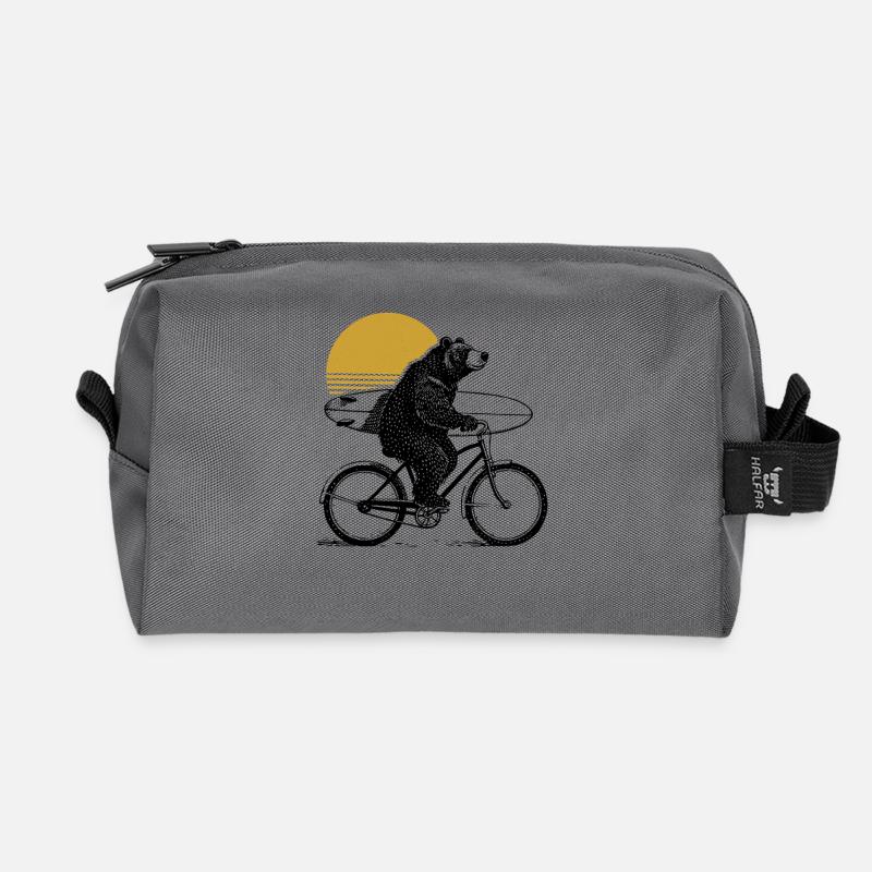 Surfer Bär - Recycelte Kulturtasche - Anthrazit