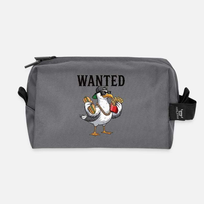 Gesuchte Möwe Mit Pommes Und Fischbrötchen - Recycelte Kulturtasche - Anthrazit