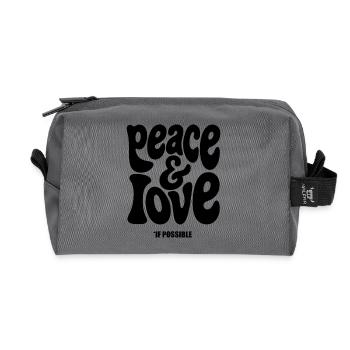 PEACE LOVE #1 - let's talk - Trousse de toilette en tissu recyclé - anthracite - Devant