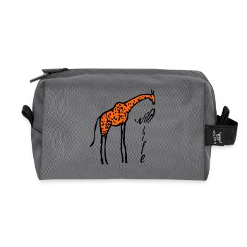 Giraffe wildlife - Recycled Toiletry Zip Bag - anthracite - Front