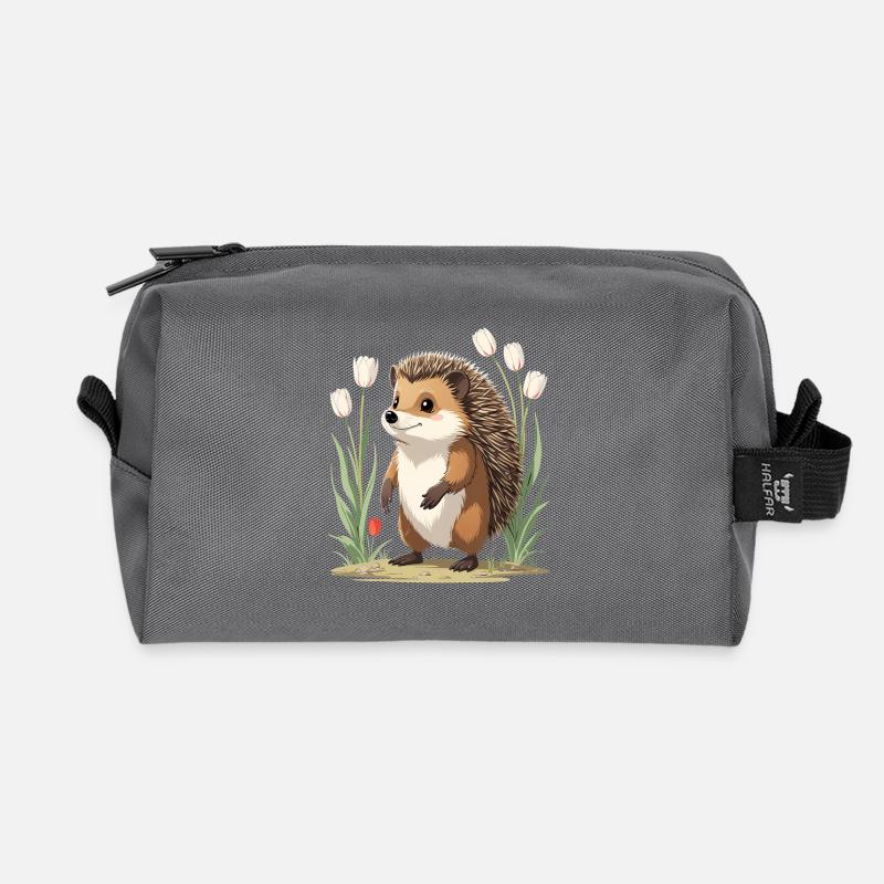 Igel im Tulpenbeet - Recycelte Kulturtasche - Anthrazit