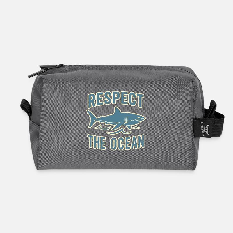 Respect The Ocean Vintage Shark Conservation - Recycelte Kulturtasche - Anthrazit