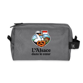 L’Alsace dans le Cœur Cigogne Bretzel - Trousse de toilette en tissu recyclé - anthracite - Devant