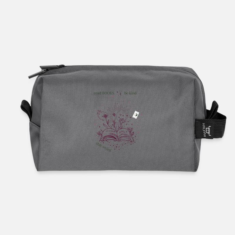 read books and be kind - Recycled Toiletry Zip Bag - anthracite
