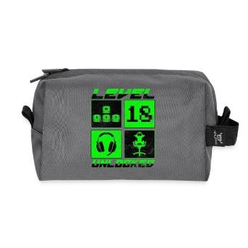 Level 18 Unlocked - Recycled Toiletry Zip Bag - anthracite - Front